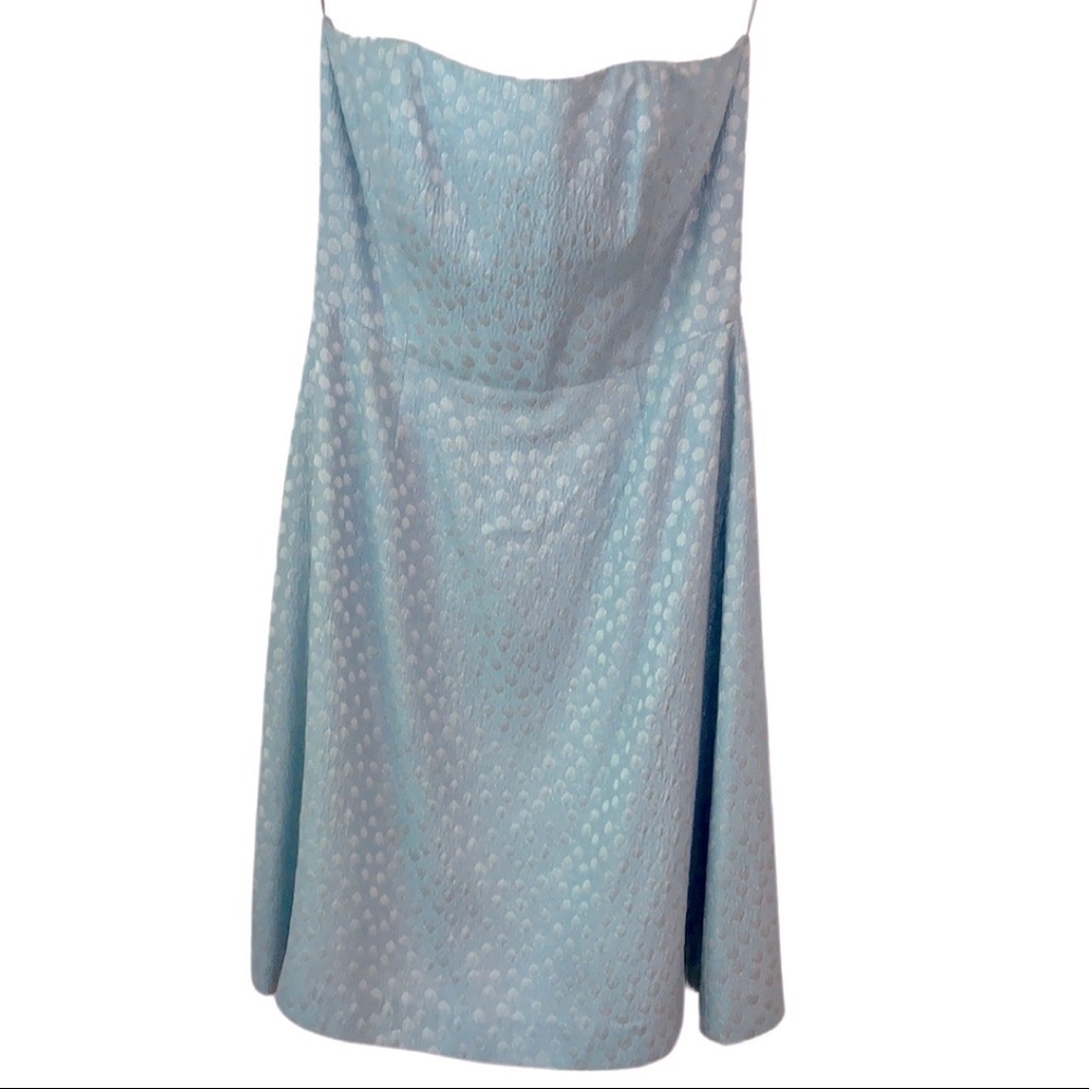 Kathlin Argiro Atelier Designer Strapless Shimmery Blue Dot Spring Dress (8)